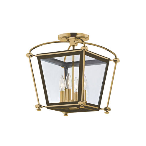 Hollis 4 Light 12.75 inch Aged Brass Semi Flush Ceiling Light