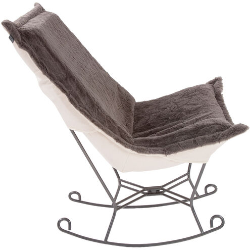 Puff Angora Stone Scroll Rocker with Cover