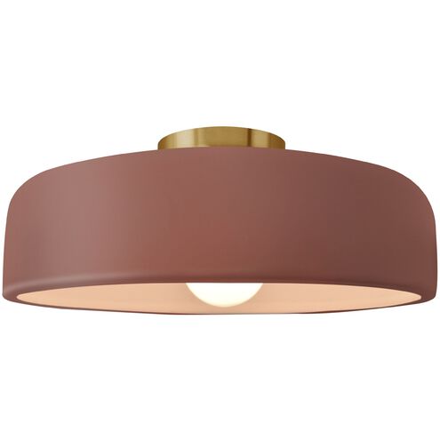 Radiance 1 Light 13 inch Canyon Clay and Brushed Brass Semi Flush Ceiling Light