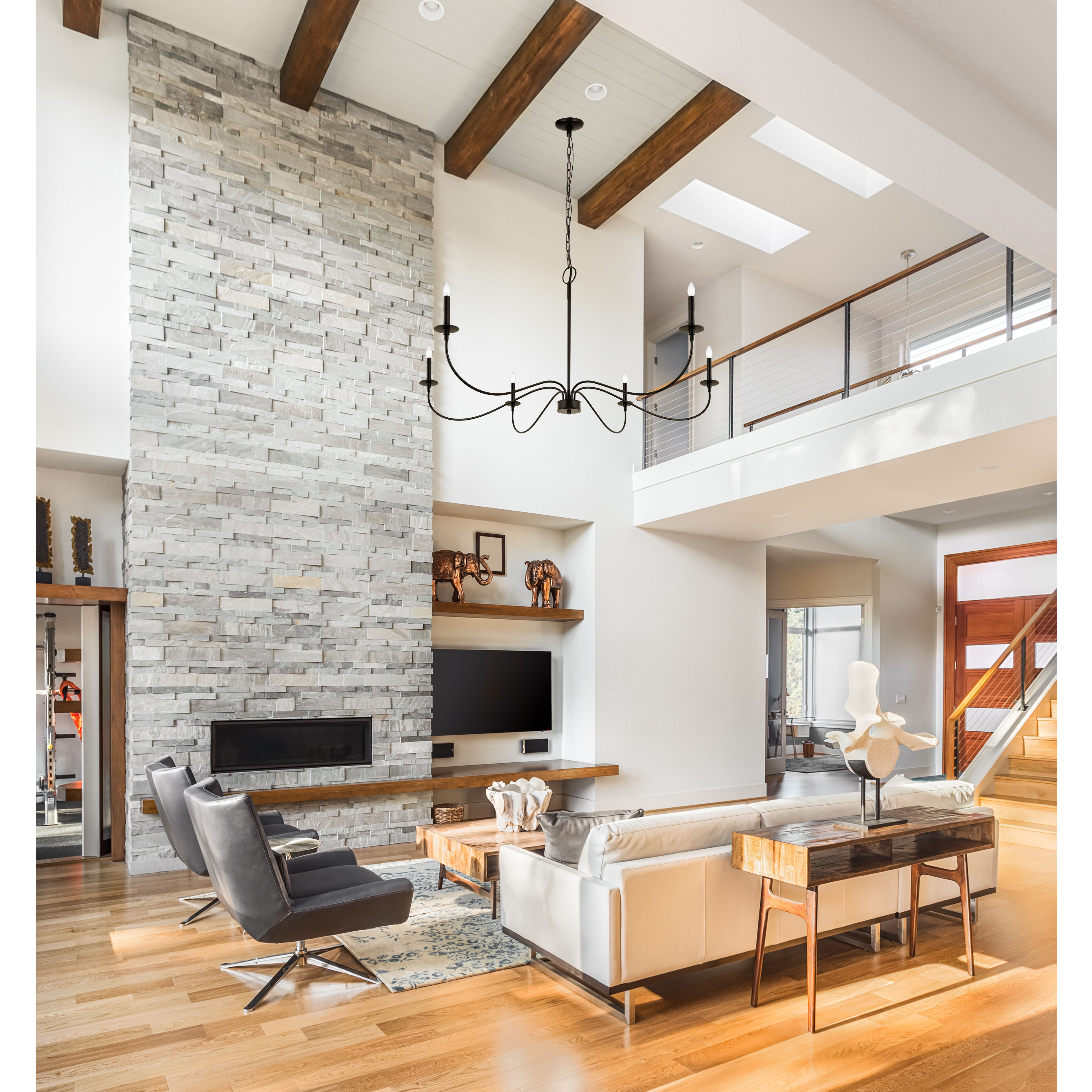 Arrington 6 Light 63 inch Matte Black Chandelier Ceiling Light