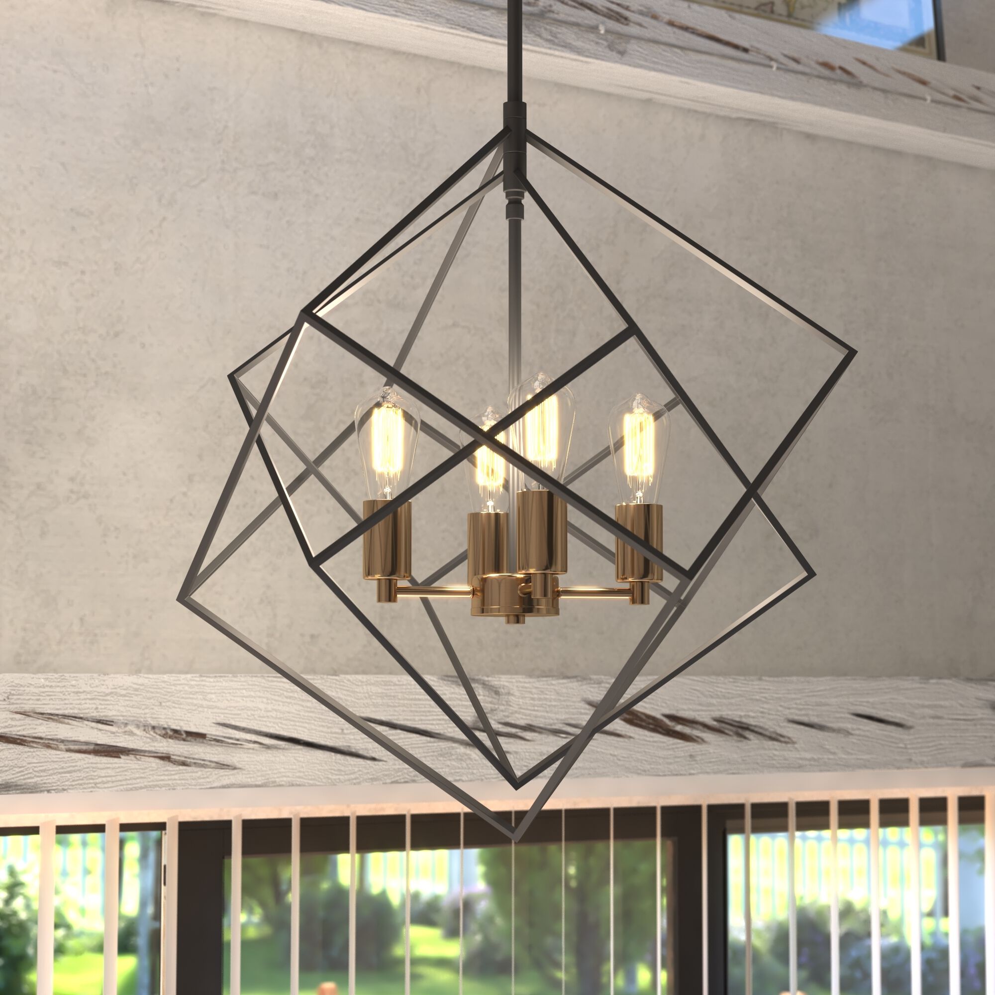 Rad LED 23.5 inch Black and Natural Brass Pendant Ceiling Light