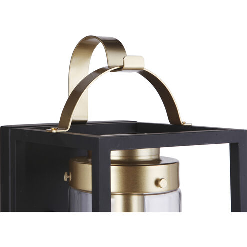 Neo 1 Light 17 inch Midnight / Satin Brass Outdoor Wall Lantern