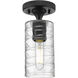 Downtown Urban Crown Point 1 Light 3.88 inch Matte Black Flush Mount Ceiling Light in Deco Swirl