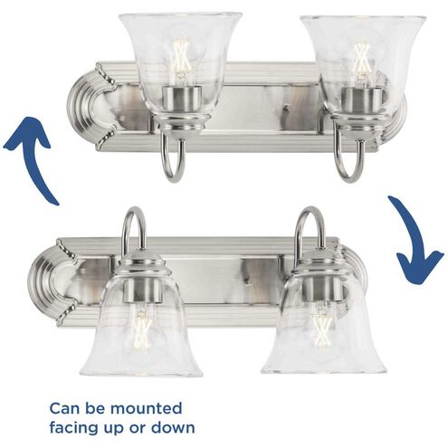 Clear Glass 2 Light 18 inch Brushed Nickel Vanity Light Wall Light