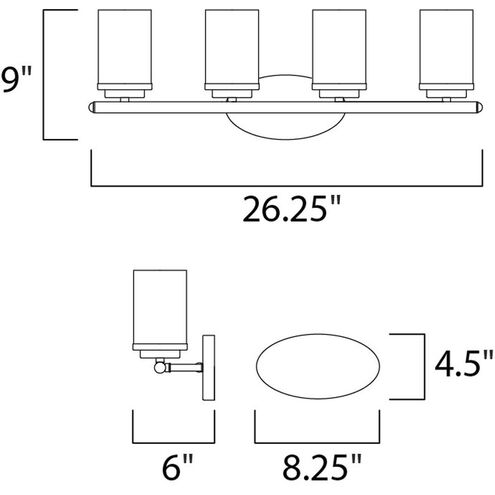 Corona 4 Light 26 inch Polished Chrome Bath Vanity Wall Light in Clear
