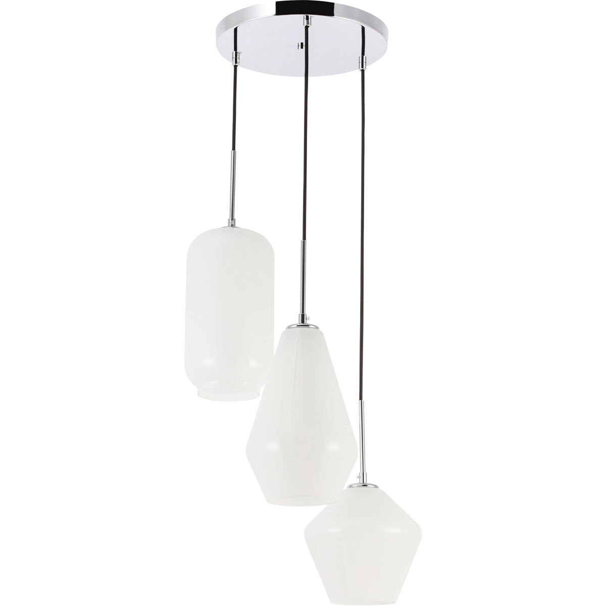 Gene 3 Light 17 inch Chrome Pendant Ceiling Light