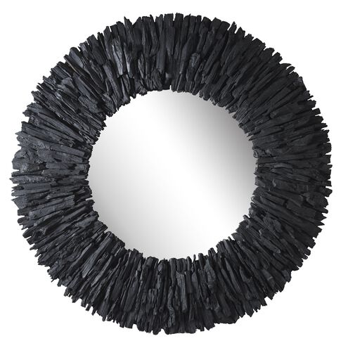 Teak Branch 39 X 2 inch Satin Black Mirror