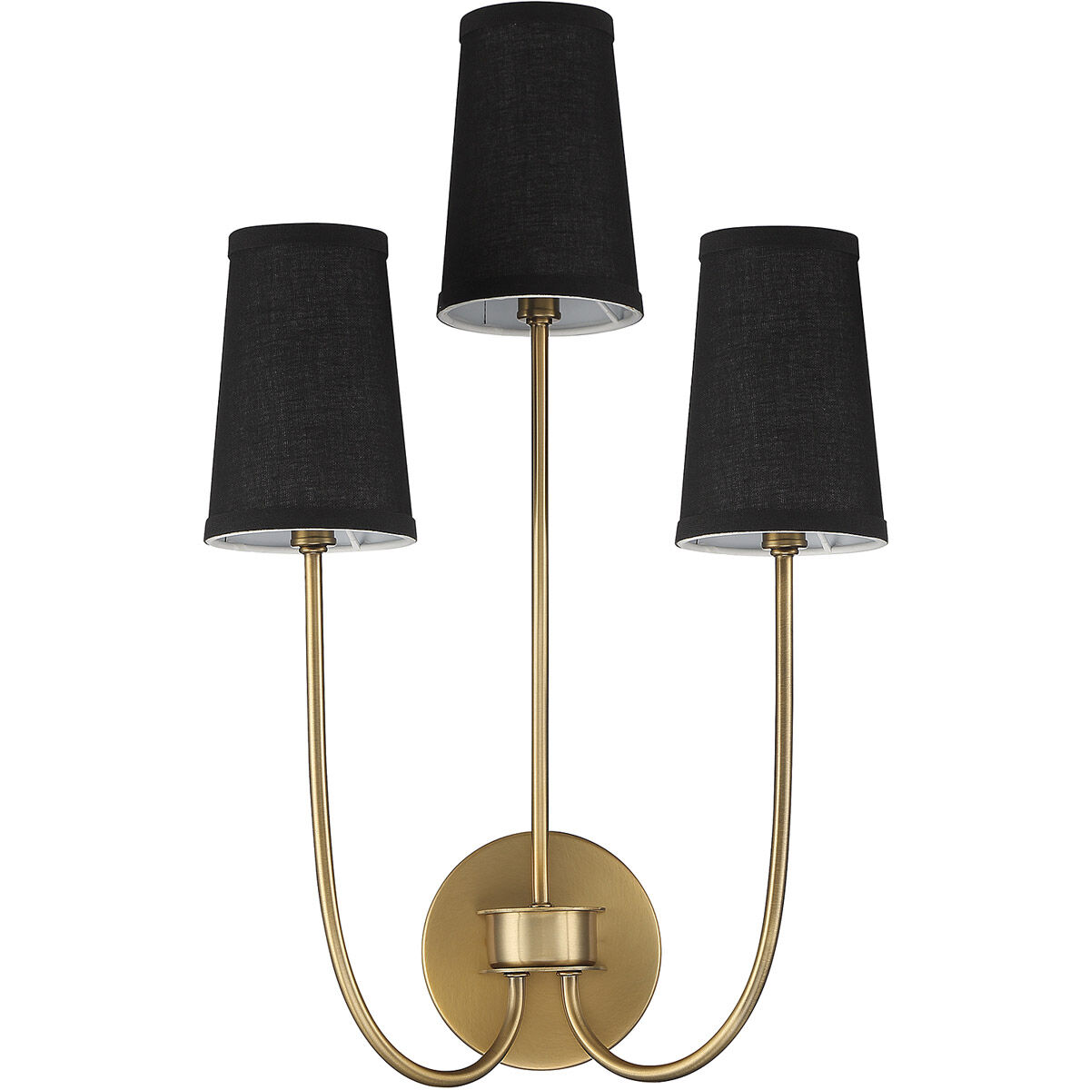 Mid-Century Modern 3 Light 14 inch Natural Brass Wall Sconce Wall Light