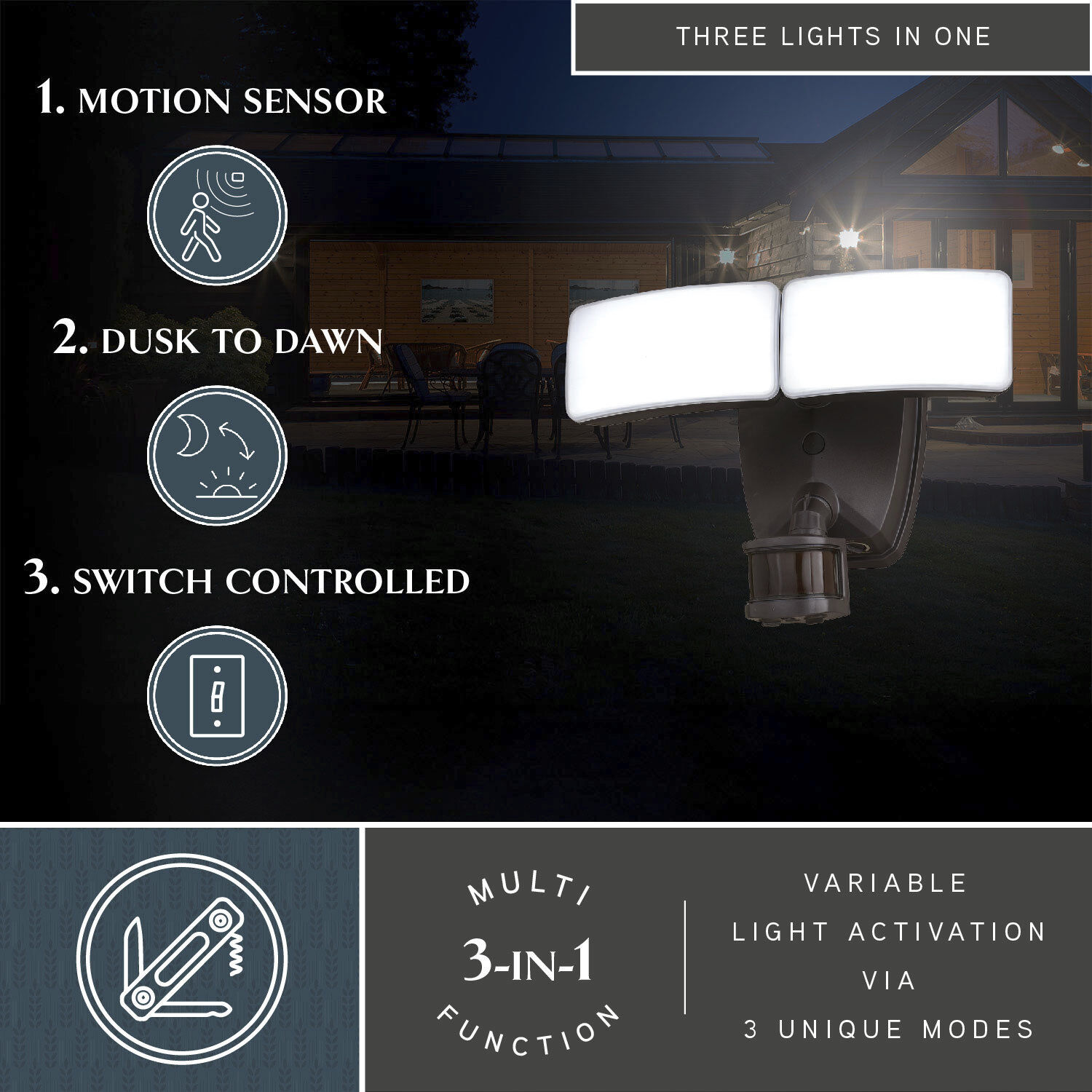 Zeta LED 8 inch Bronze Outdoor Security