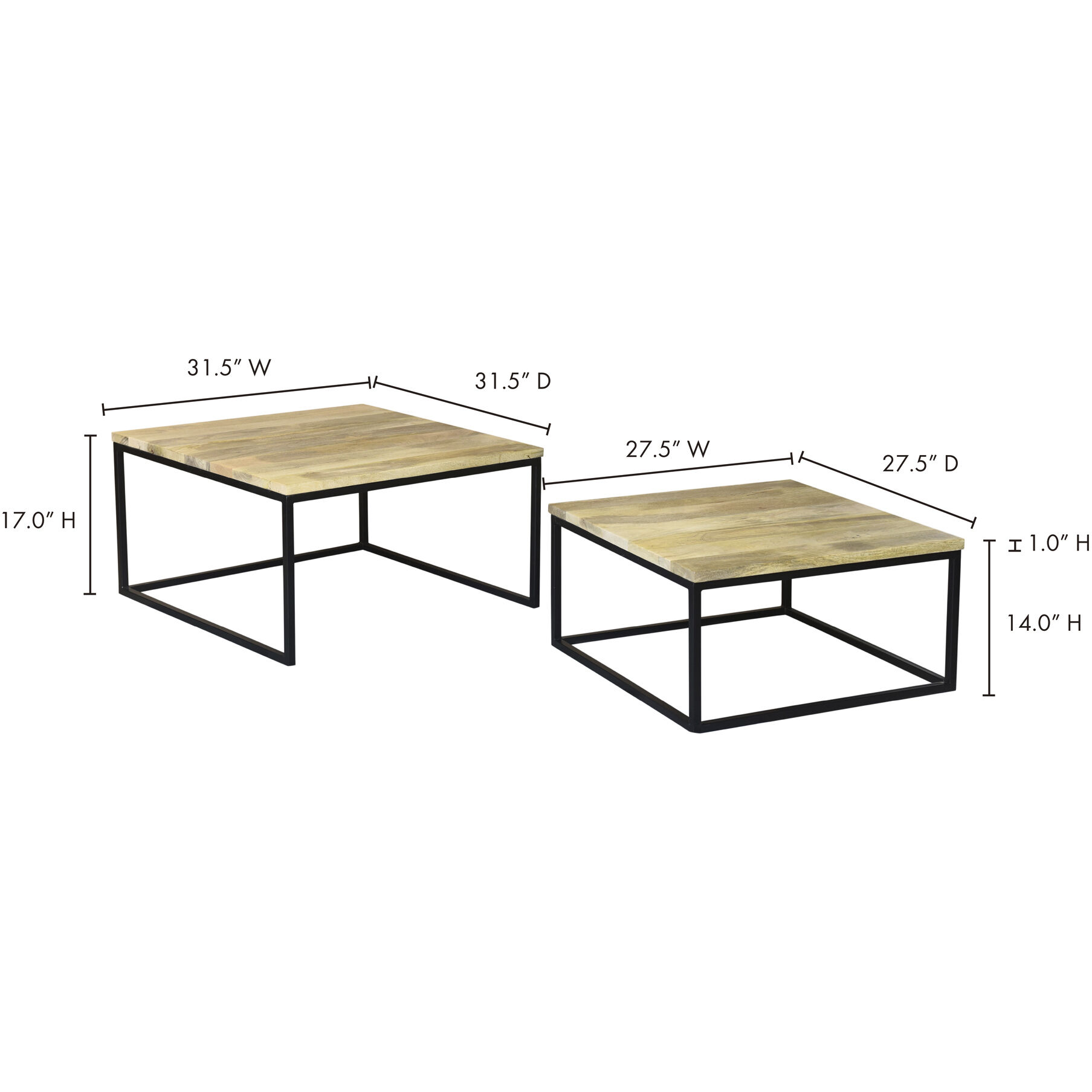 Hollis 31.5 X 31.5 inch Natural Nesting Coffee Table Set