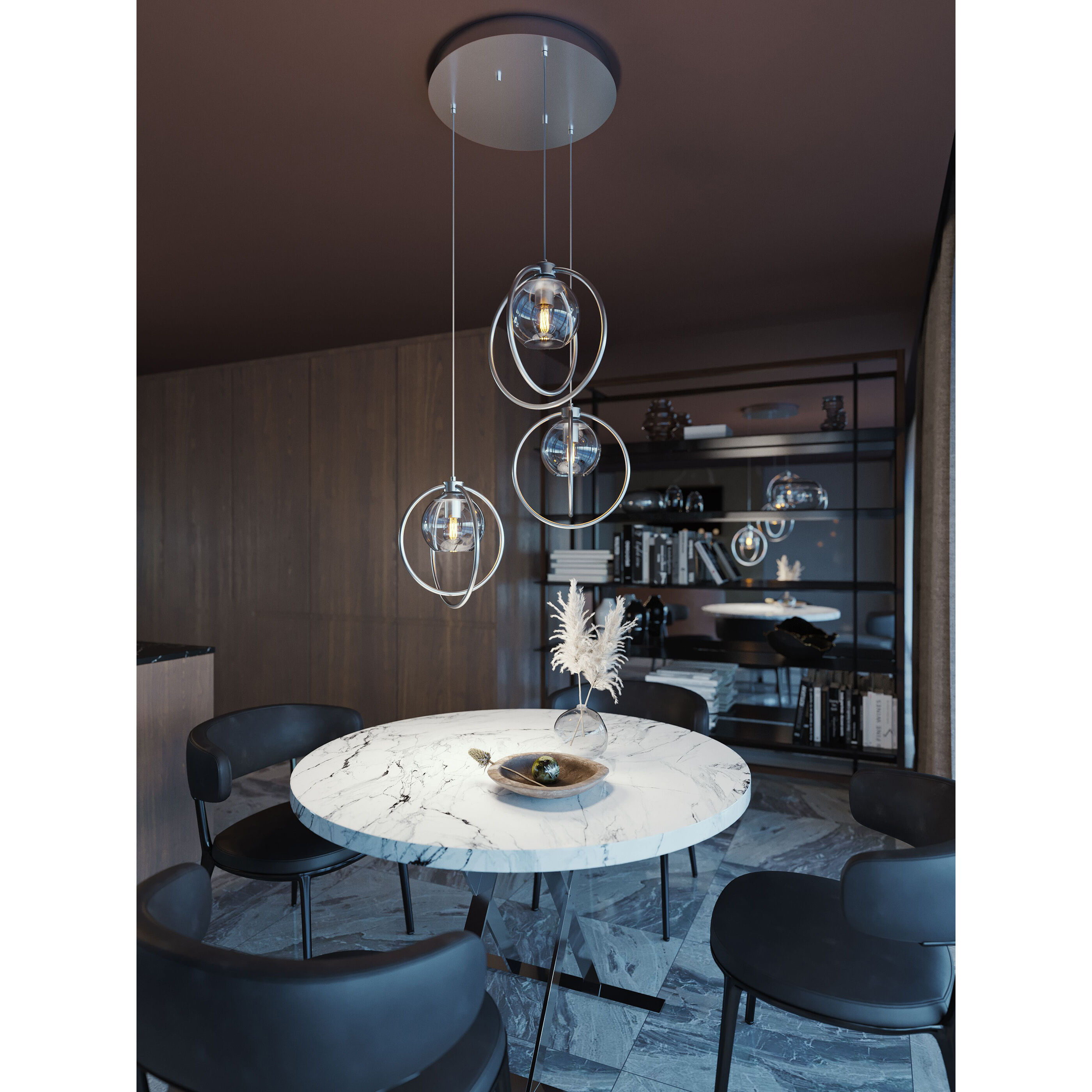 Jamie 3 Light 26.45 inch Satin Nickel Mini Pendant Ceiling Light