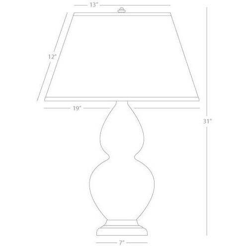Double Gourd 31 inch 150.00 watt Sunset Yellow Glazed Ceramic with Antique Brass Table Lamp Portable Light in Pearl Dupioni