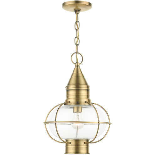 Newburyport 1 Light 11 inch Antique Brass Outdoor Pendant Lantern