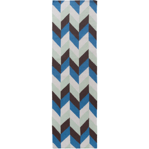 Talitha 96 X 30 inch Bright Blue, Navy, Sage, White Rug