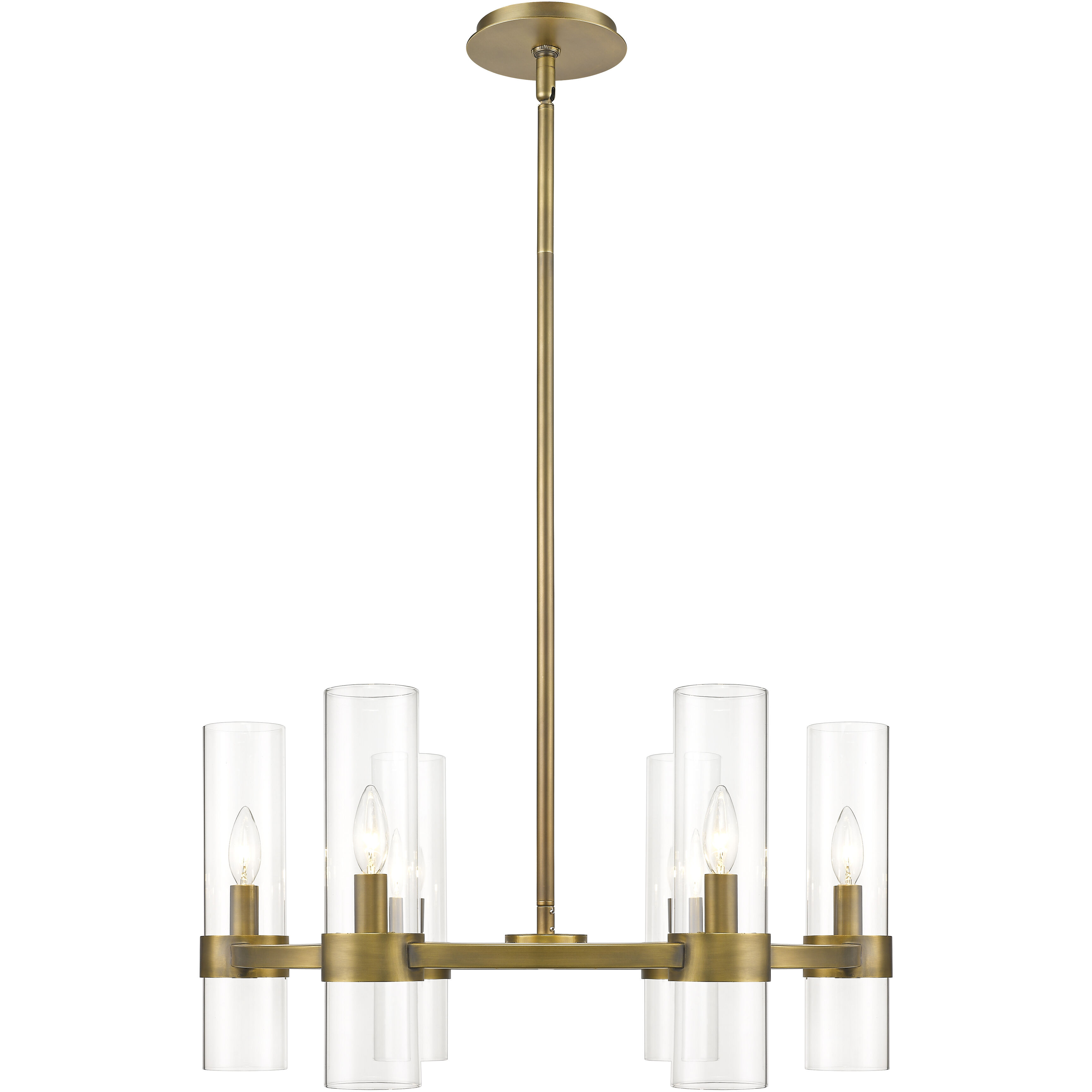 Datus 6 Light 26 inch Rubbed Brass Chandelier Ceiling Light