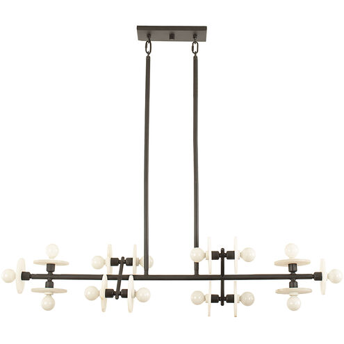 Amani 14 Light 48 inch Black Cashmere Linear Chandelier Ceiling Light