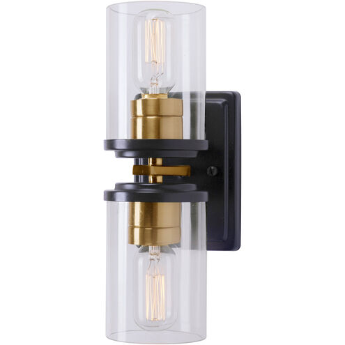Duo 2 Light 5 inch Black and Soft Gold Sconce Wall Light