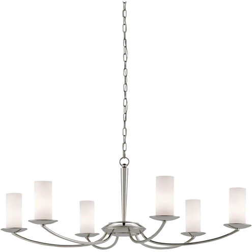 Myles 6 Light 46.25 inch Polished Nickel and White Chandelier Ceiling Light
