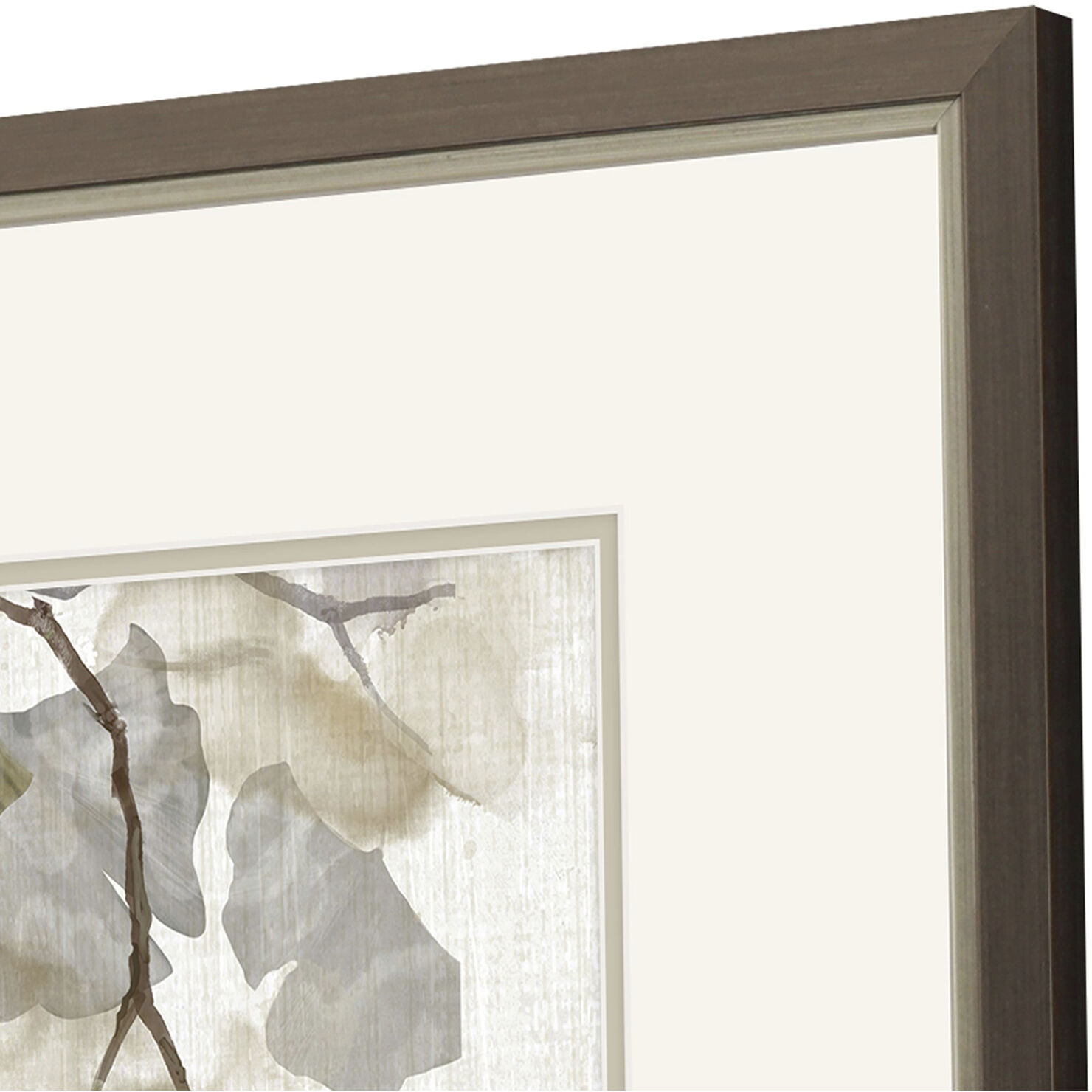 Gingko Accent Green and Gray and Blue and Brown Framed Art, Propac