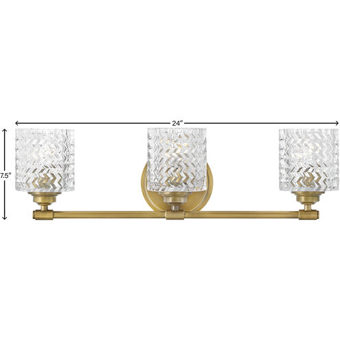 Elle 3 Light 24 inch Heritage Brass Vanity Light Wall Light