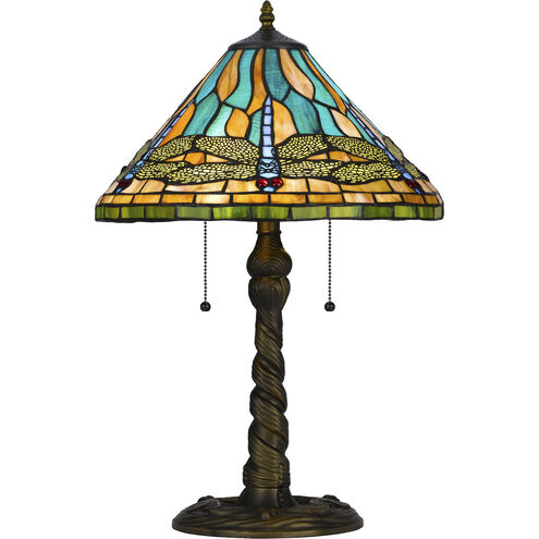 3108 Tiffany 24 inch 60.00 watt Antique Brass Table Lamp Portable Light