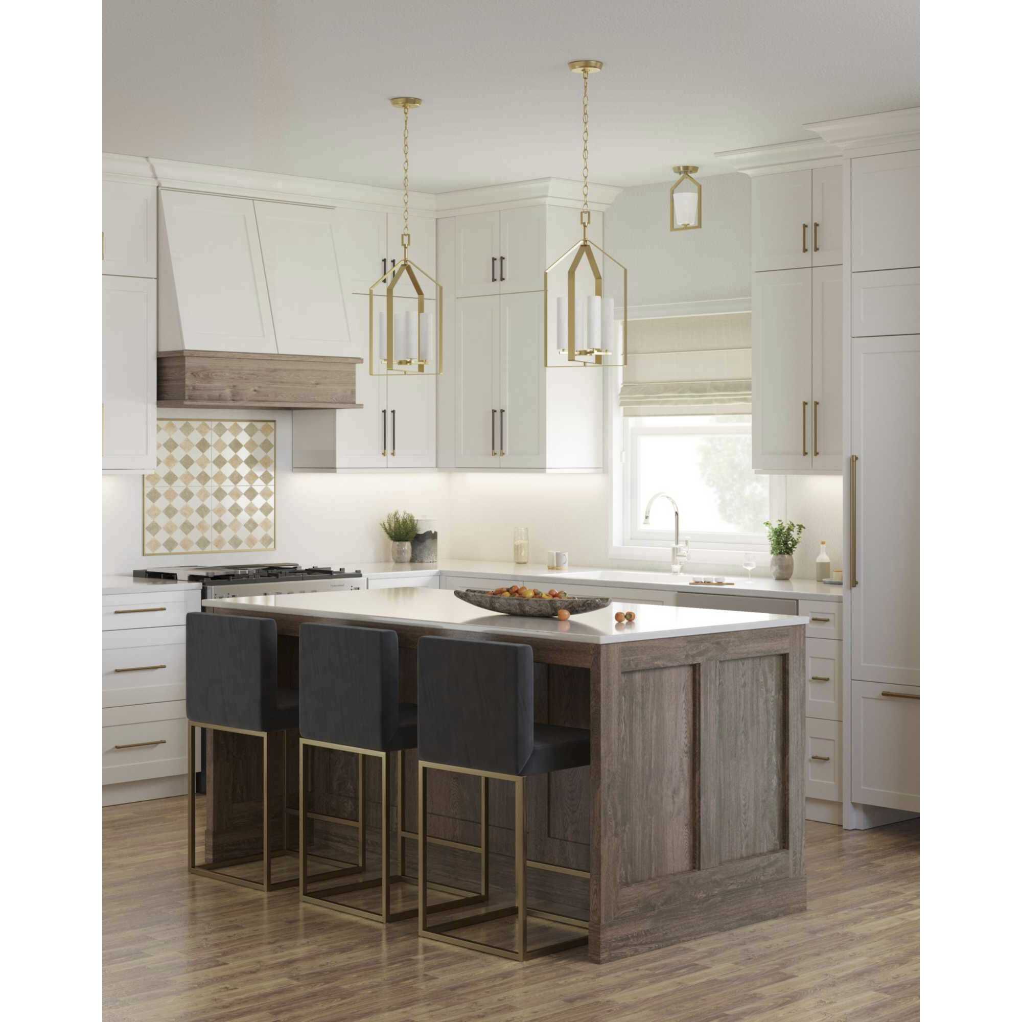 Vertex 4 Light 15 inch Brushed Gold Foyer Light Ceiling Light