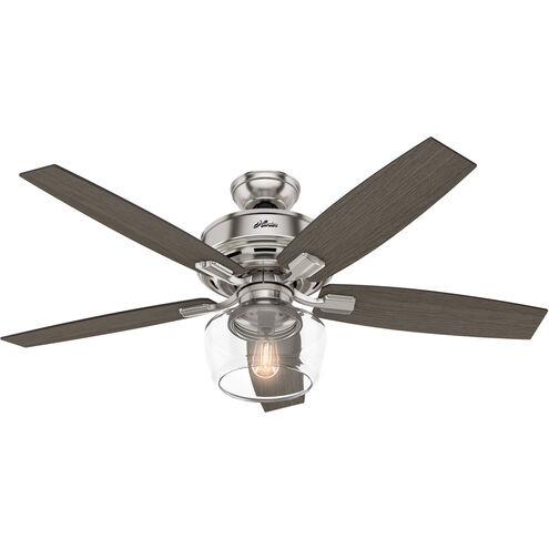 Bennett 52 inch Brushed Nickel with Light Gray Oak/Greyed Walnut Blades Ceiling Fan