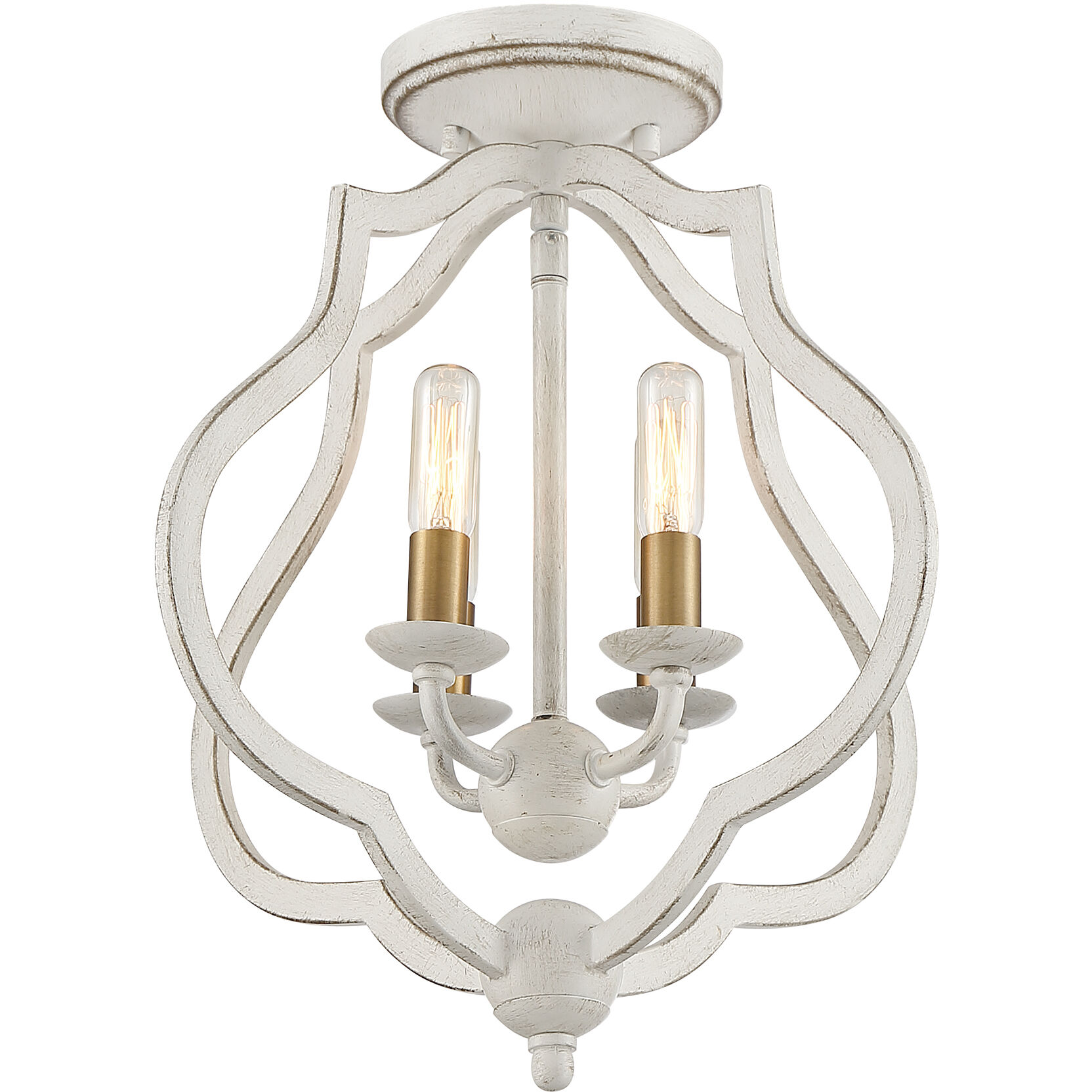 O'Keefe 4 Light 15 inch Antique White Semi-Flush Mount Ceiling Light