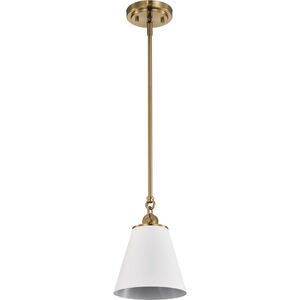 Dover 1 Light 7 inch White/Vintage Brass Pendant Ceiling Light