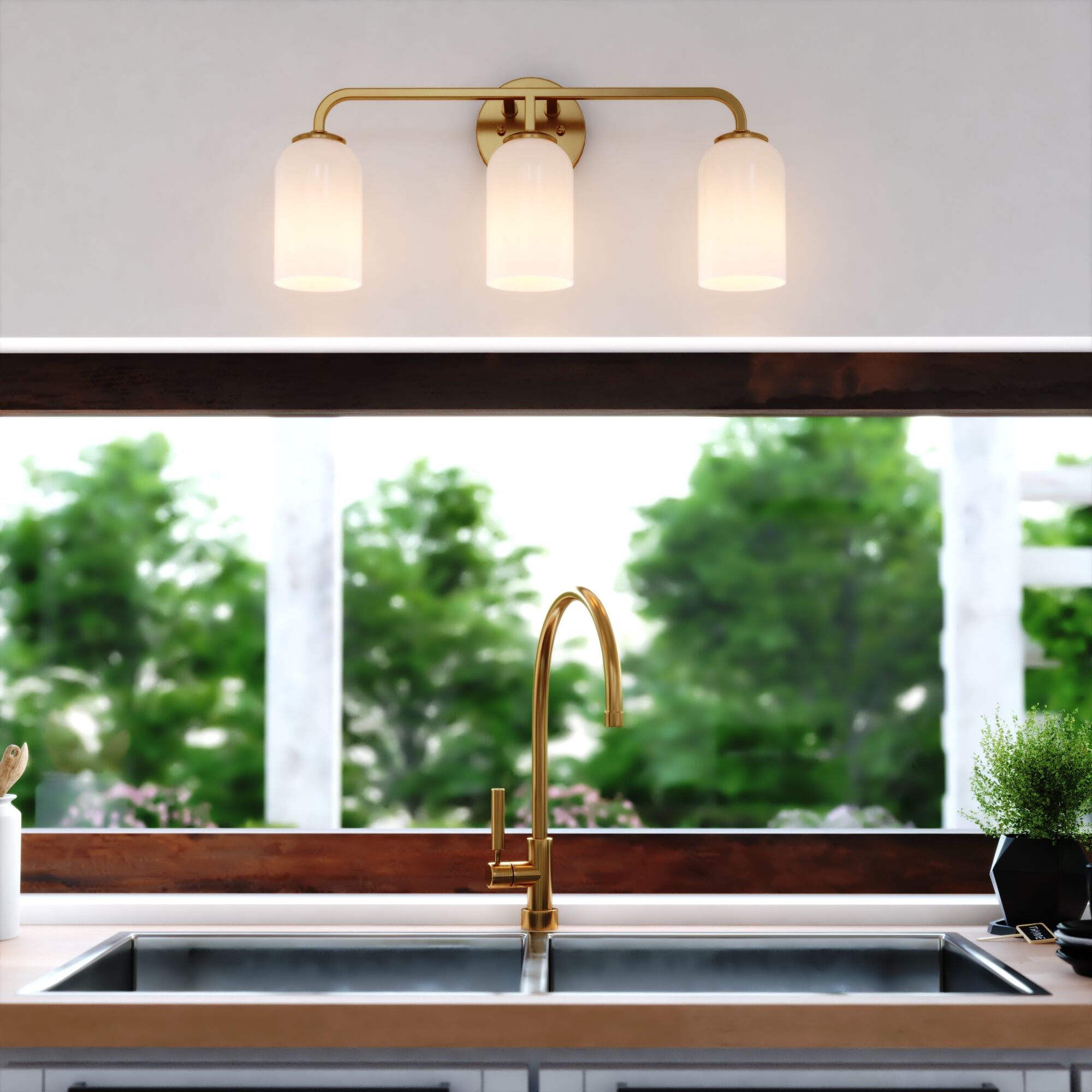 Shelby LED 23 inch Natural Brass Bathroom Light Wall Light