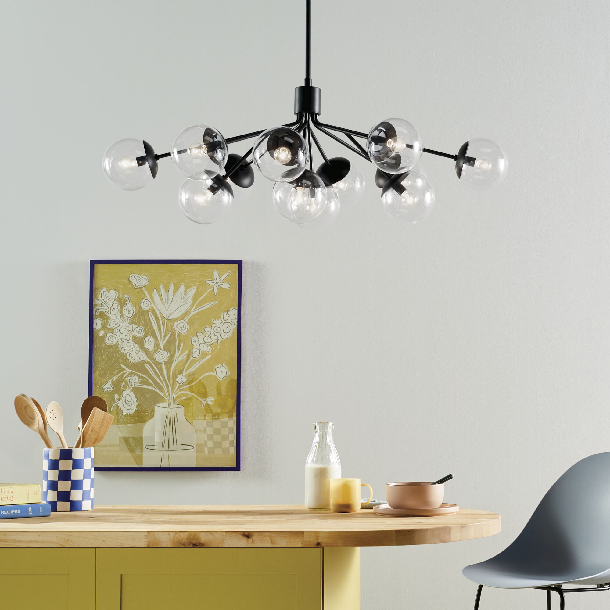 Silvarious 12 Light 26.75 inch Black Chandelier/Semi Flush Ceiling Light
