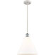 Ballston Cone 1 Light 12 inch White and Polished Chrome Mini Pendant Ceiling Light in Matte White Glass