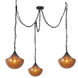 Alora Mood Farrah 3 Light 11.88 inch Matte Black Pendant Ceiling Light in Amber Ribbed Glass