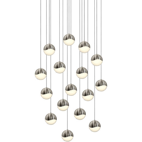 Grapes LED 23 inch Satin Nickel Cluster Pendant Ceiling Light in White Glass