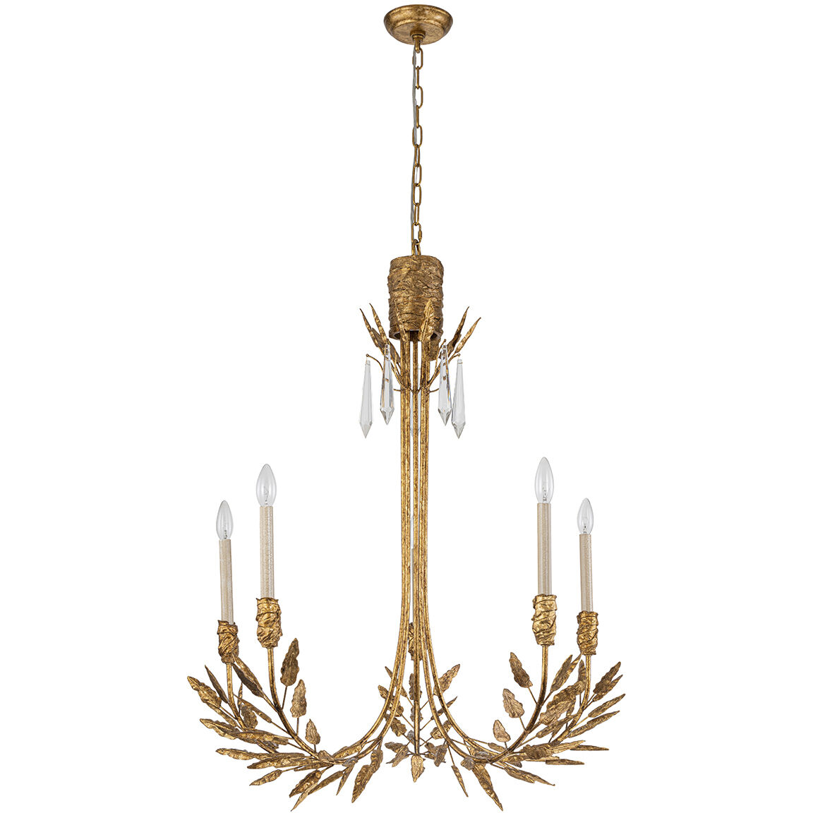 Palm d'Or 5 Light 32 inch Gold Chandelier Ceiling Light