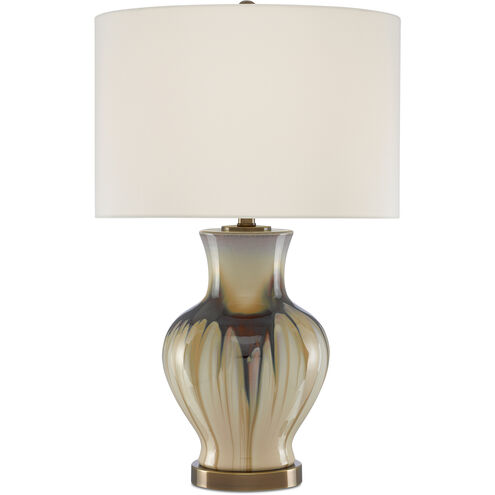 Muscadine 27 inch 150 watt Cream/Brown/Antique Brass Table Lamp Portable Light