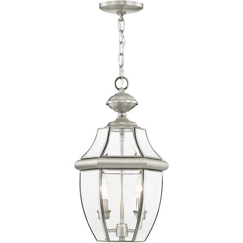 Monterey 2 Light 11 inch Brushed Nickel Outdoor Pendant Lantern