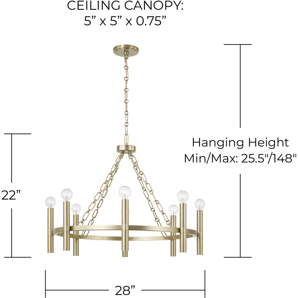 Winton 8 Light 28 inch Matte Brass Chandelier Ceiling Light