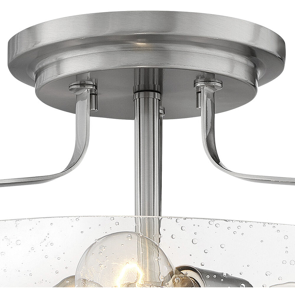 Harper 3 Light 14.5 inch Brushed Nickel Indoor Semi-Flush Mount Ceiling Light in Clear Seedy
