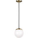 Leo - Hanging Globe 1 Light 8 inch Satin Brass Pendant Ceiling Light