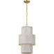 Chapman & Myers Dorado LED 15.25 inch Antique-Burnished Brass and Washed Abaca Pendant Ceiling Light