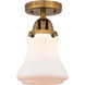 Nouveau 2 Bellmont 1 Light 6 inch Brushed Brass Semi-Flush Mount Ceiling Light in Matte White Glass