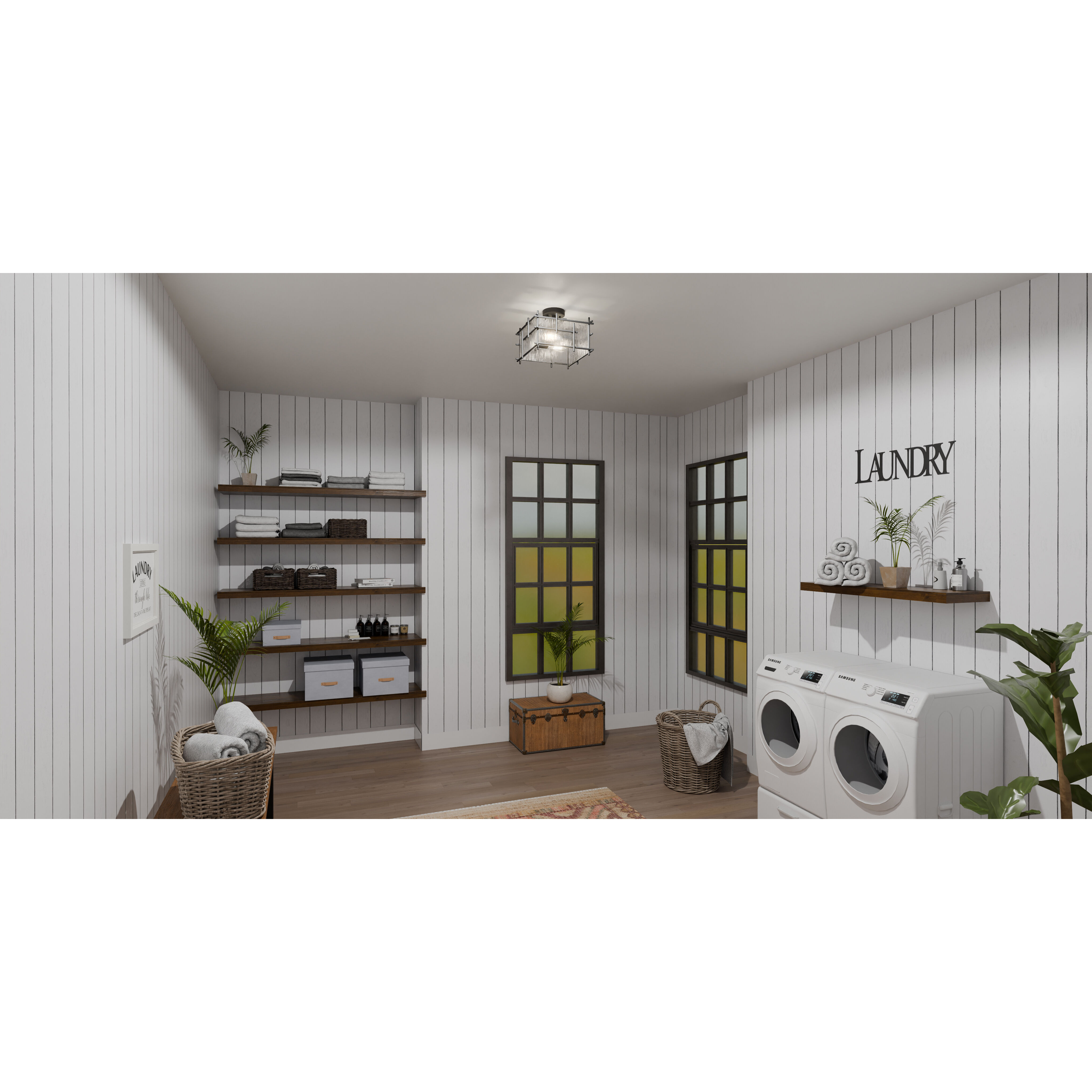 Daphne 2 Light 13 inch Matte Black Semi-Flush Mount Ceiling Light