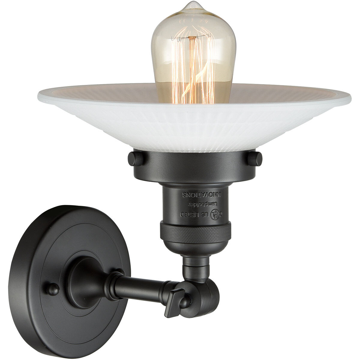 Franklin Restoration Halophane LED 9 inch Matte Black Semi-Flush Mount Ceiling Light in Matte White Halophane Glass, Franklin Restoration
