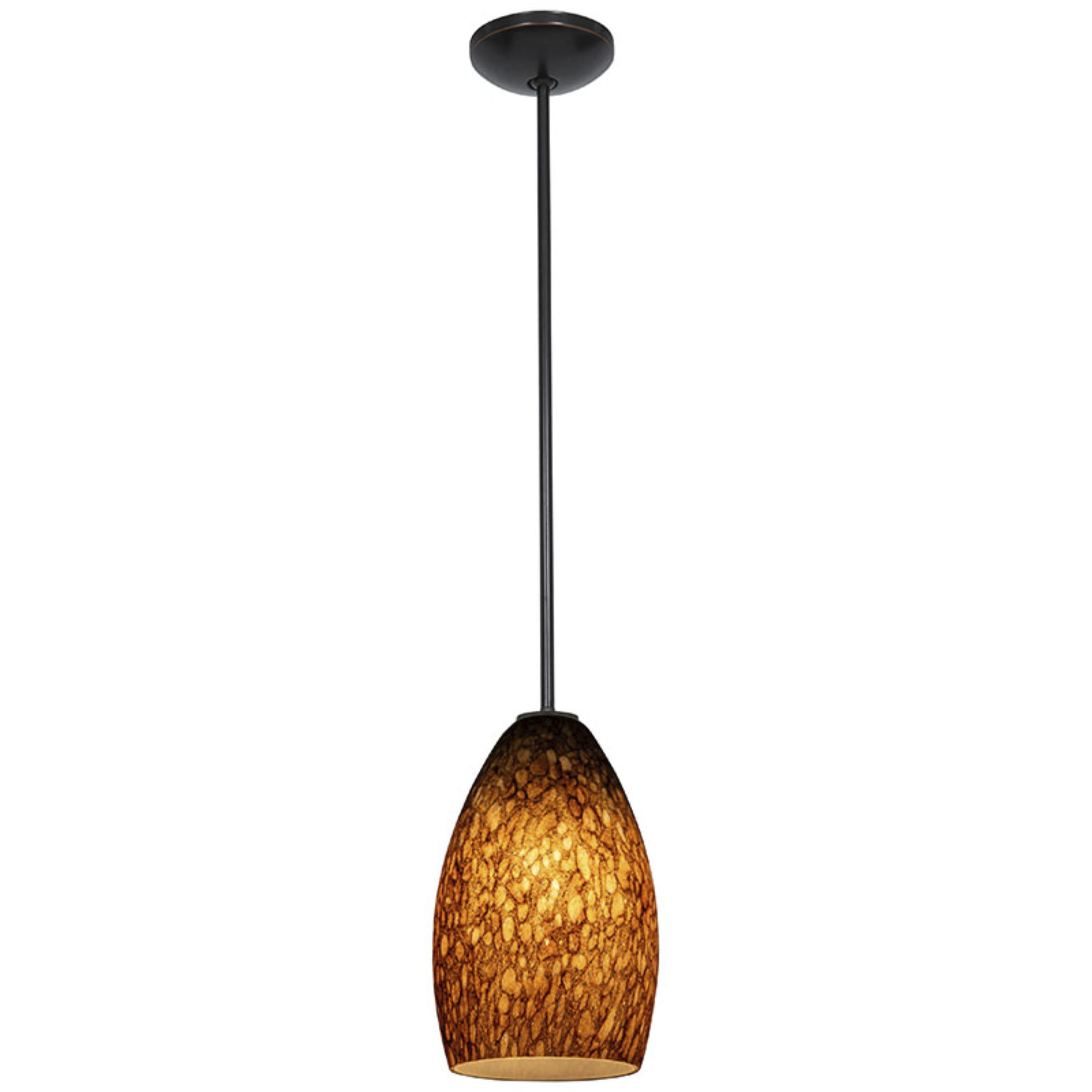 Champagne LED 5 inch Oil Rubbed Bronze Pendant Ceiling Light in Brown Stone
