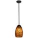 Champagne LED 5 inch Oil Rubbed Bronze Pendant Ceiling Light in Brown Stone