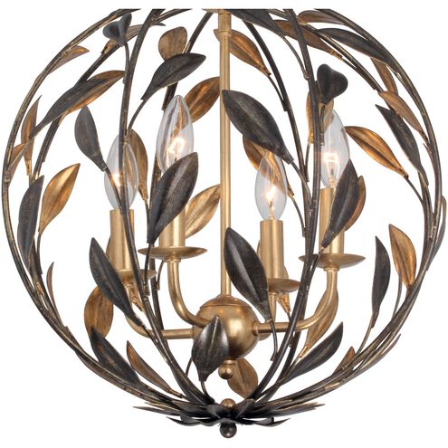 Broche 4 Light 16 inch English Bronze and Antique Gold Chandelier Ceiling Light