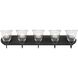 Clear Glass 5 Light 36 inch Matte Black Vanity Light Wall Light