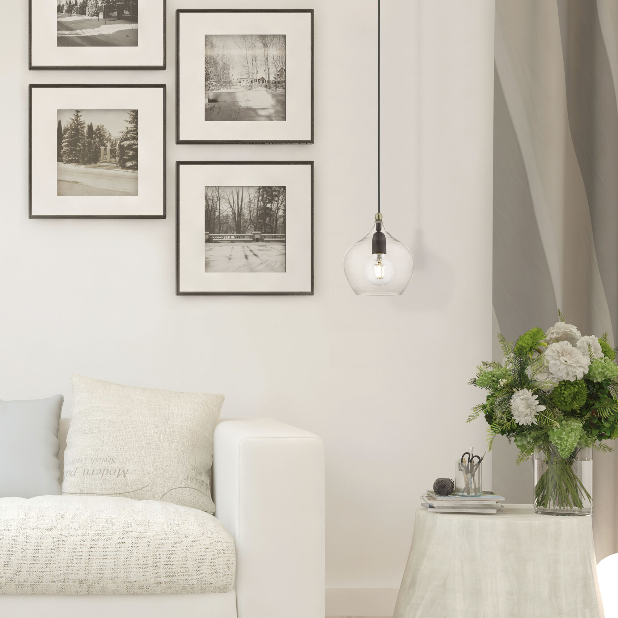 Aldrich 1 Light 8 inch Bronze with Antique Brass Accent Pendant Ceiling Light