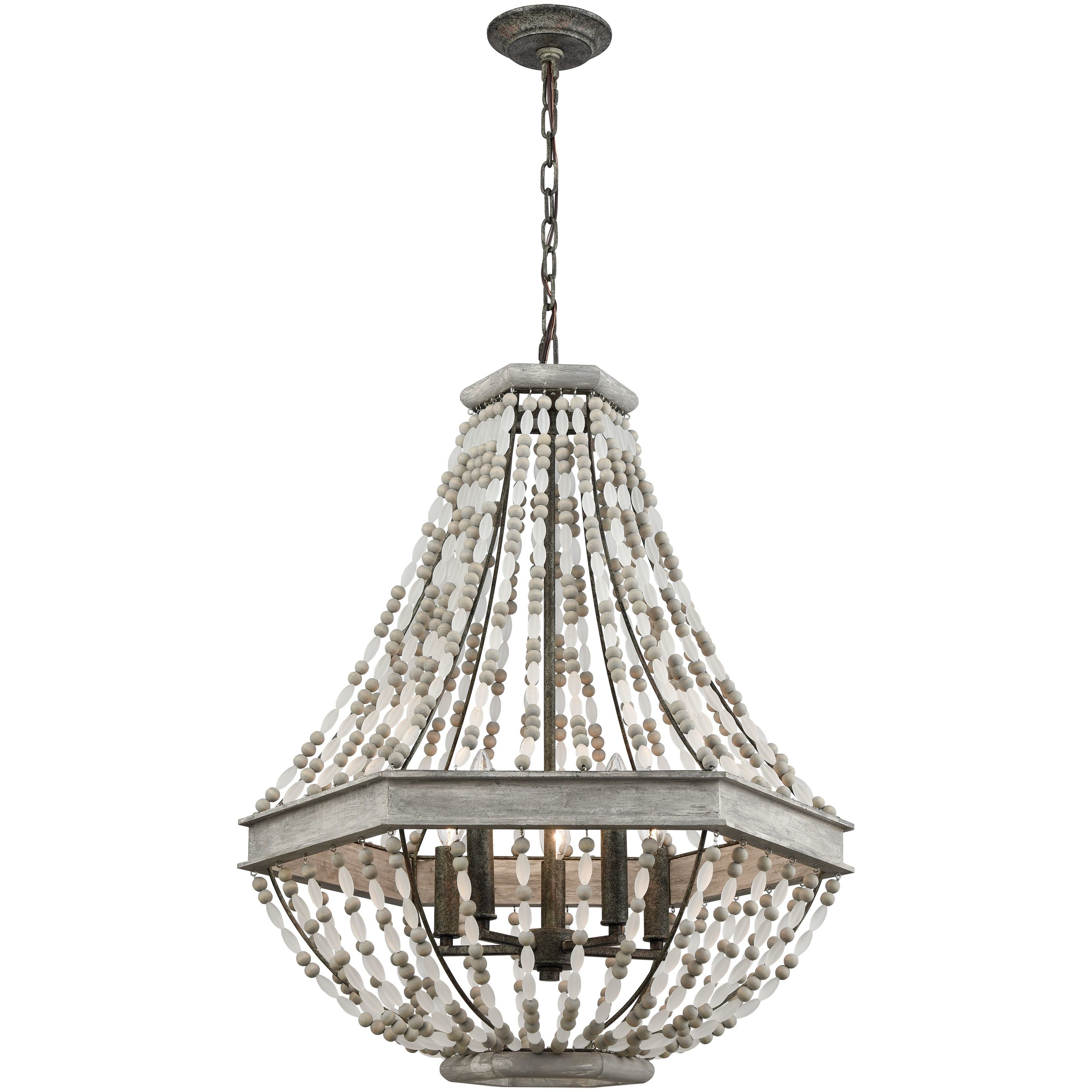 Summerton 5 Light 24 inch Graywash with White and Aged Black Chandelier Ceiling Light